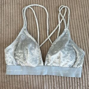 PINK Victoria's Secret Velvet Crossback Blue Bralette
